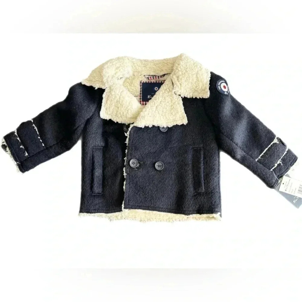 New Toddler Ben Sherman Navy Blue Pee Coat with Pockets size 2